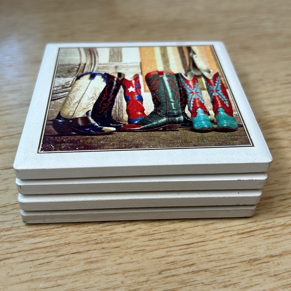 Ceramic Cowboy Boots Coaster (4)